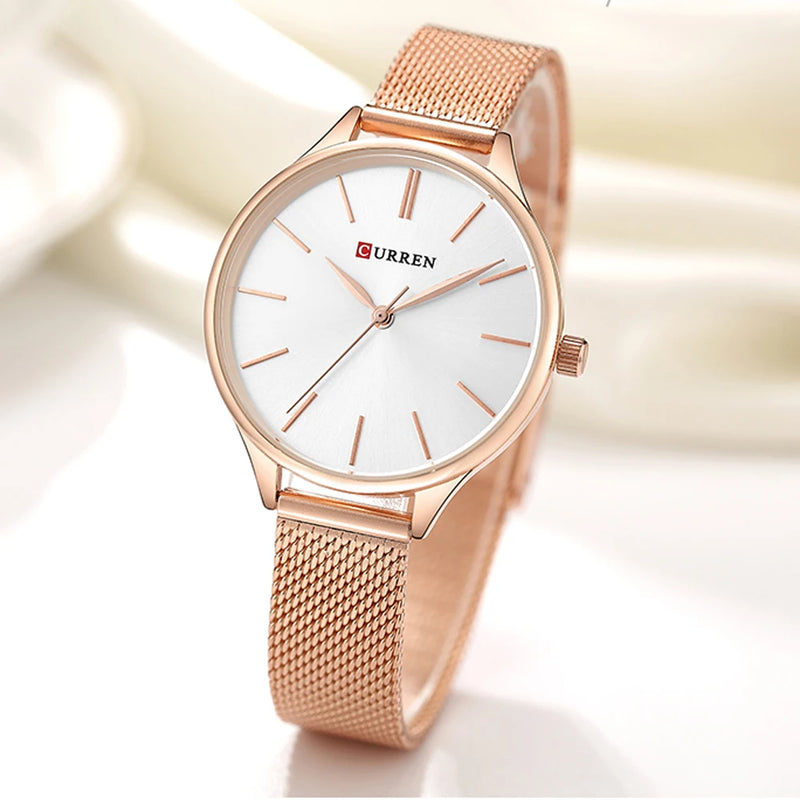 Relógio Feminino CURREN Rose Gold – Estilo, Elegância e Sofisticação em Cada Detalhe