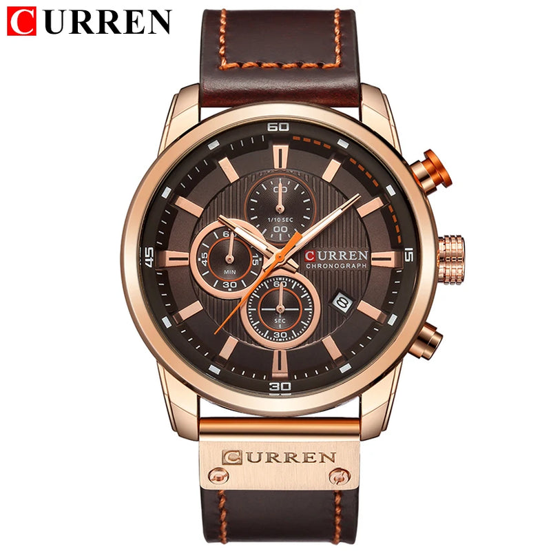 Relógio Masculino CURREN Fashion com Data – Relógio de Quartzo, com Cronômetro.