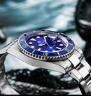 Relógio de aço inoxidável ADDIESDIVE masculino europeu, relógio de quartzo para lazer e negócios, à prova d'água.