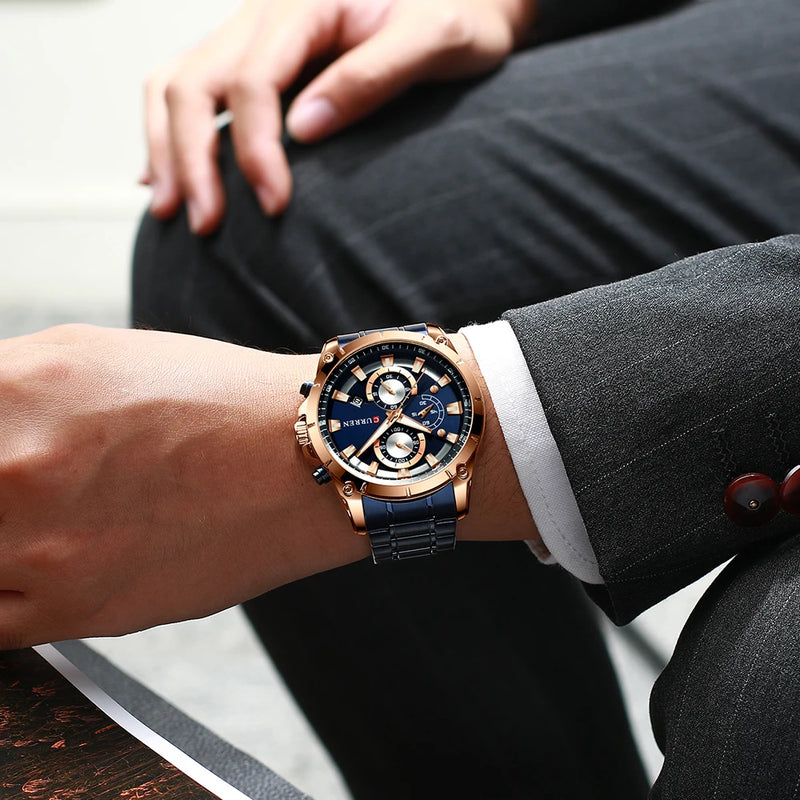 Relógio Masculino CURREN Luxo – Modelo Esportivo e Casual com Estilo Executivo