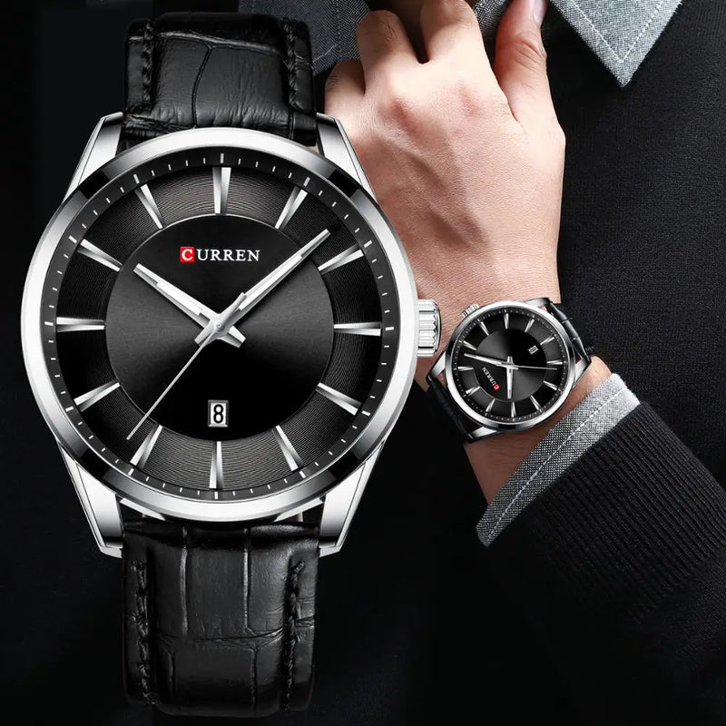 Relógio Masculino CURREN – Luxo e Estilo Executivo com Pulseira de Couro Design refinado com mostrador de 45 mm e pulseira em couro de alta qualidade.