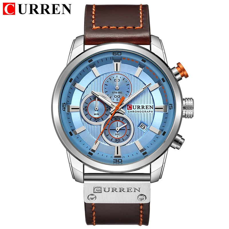Relógio Masculino CURREN Fashion com Data – Relógio de Quartzo, com Cronômetro.