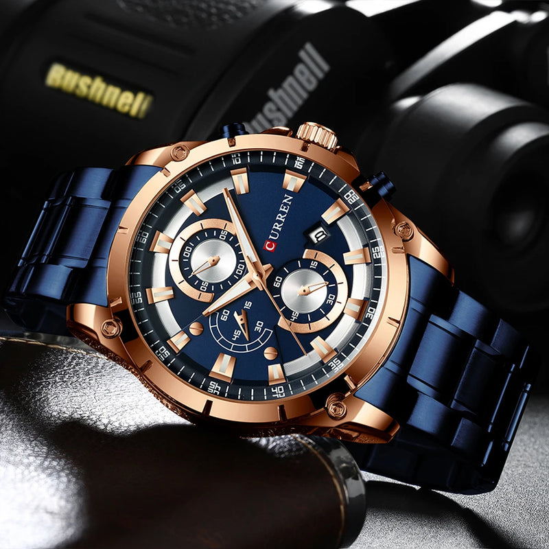 Relógio Masculino CURREN Luxo – Modelo Esportivo e Casual com Estilo Executivo
