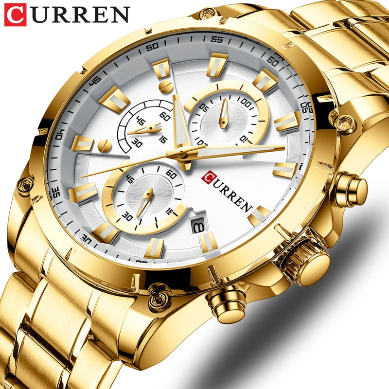 Relógio Masculino CURREN Luxo – Modelo Esportivo e Casual com Estilo Executivo