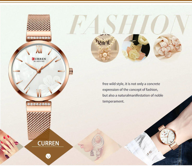 Relógio de Moda CURREN para Mulheres – Relógio de Quartzo de Luxo.