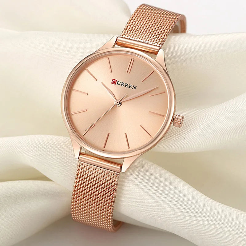 Relógio Feminino CURREN Rose Gold – Estilo, Elegância e Sofisticação em Cada Detalhe