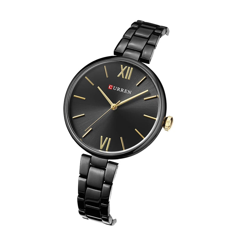 Relógio Feminino CURREN – Relógio de Luxo e Moda, Relógio para Mulheres, Pulseira de Aço Inoxidável, Relógio de Pulso Feminino de Quartzo