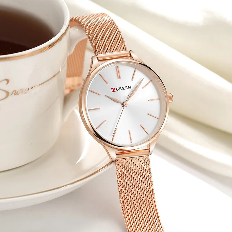 Relógio Feminino CURREN Rose Gold – Estilo, Elegância e Sofisticação em Cada Detalhe