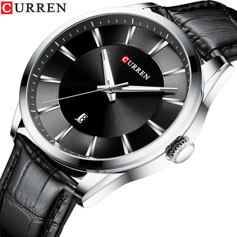 Relógio Masculino CURREN – Luxo e Estilo Executivo com Pulseira de Couro Design refinado com mostrador de 45 mm e pulseira em couro de alta qualidade.