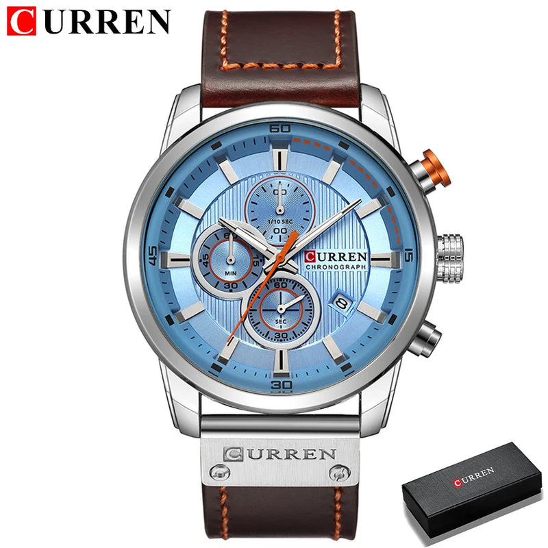 Relógio Masculino CURREN Fashion com Data – Relógio de Quartzo, com Cronômetro.