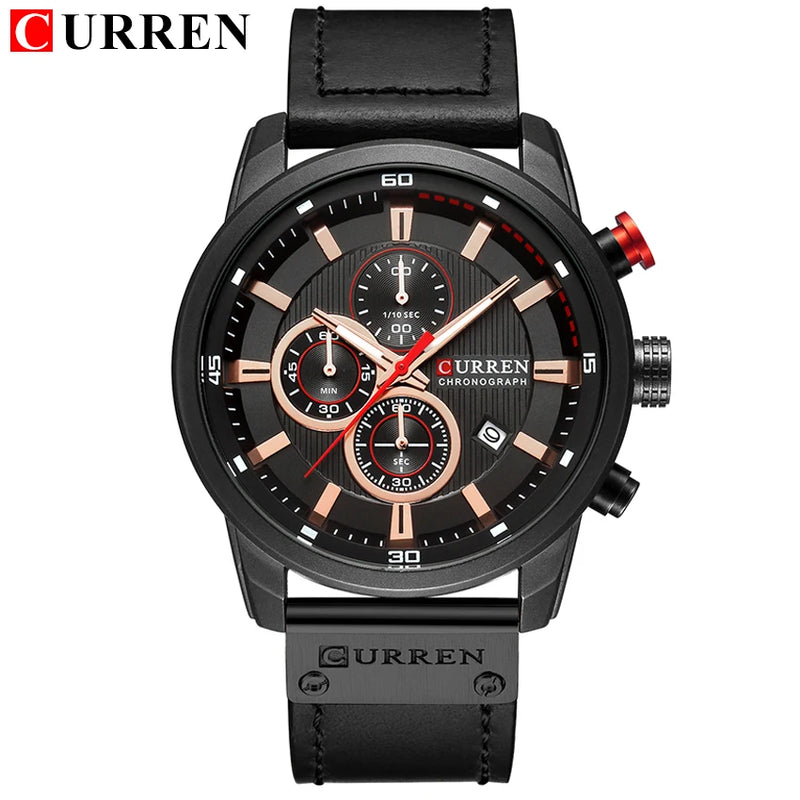 Relógio Masculino CURREN Fashion com Data – Relógio de Quartzo, com Cronômetro.