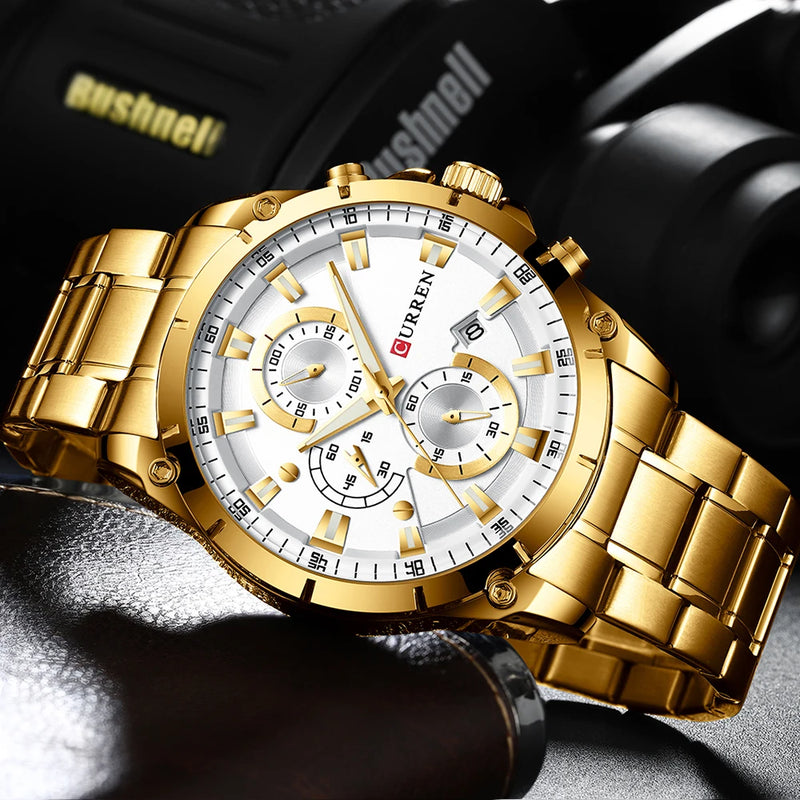 Relógio Masculino CURREN Luxo – Modelo Esportivo e Casual com Estilo Executivo
