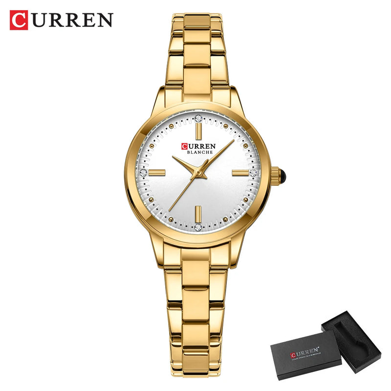 CURREN – Relógio Feminino com Mostrador Simples, Pulseira Estilo Bracelete.