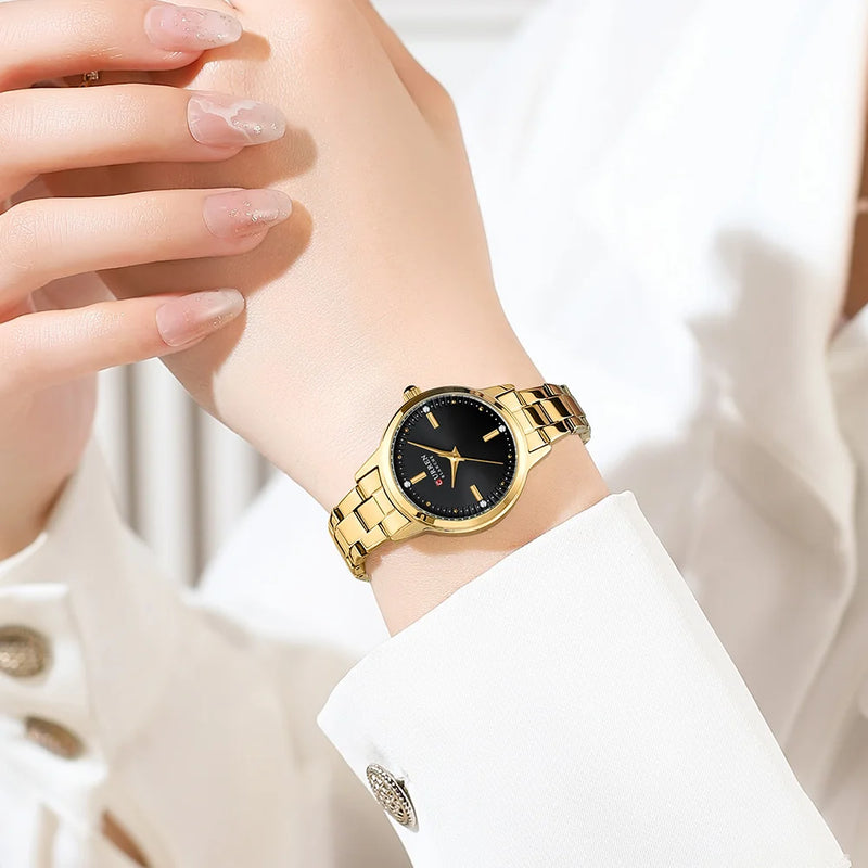 CURREN – Relógio Feminino com Mostrador Simples, Pulseira Estilo Bracelete.