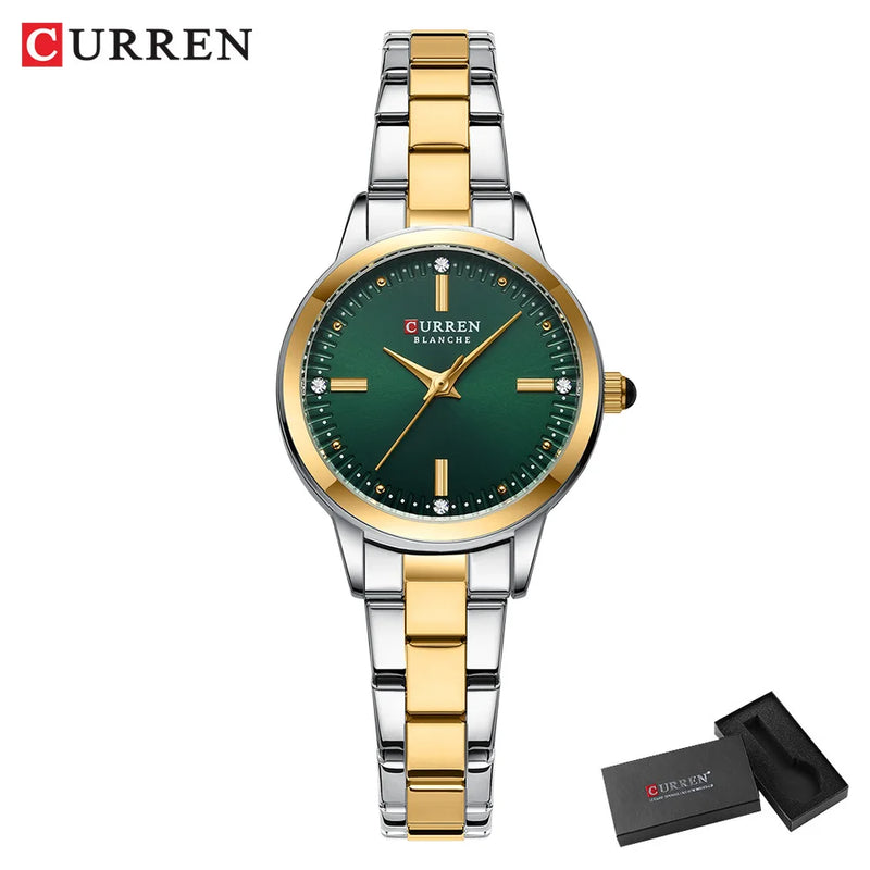 CURREN – Relógio Feminino com Mostrador Simples, Pulseira Estilo Bracelete.