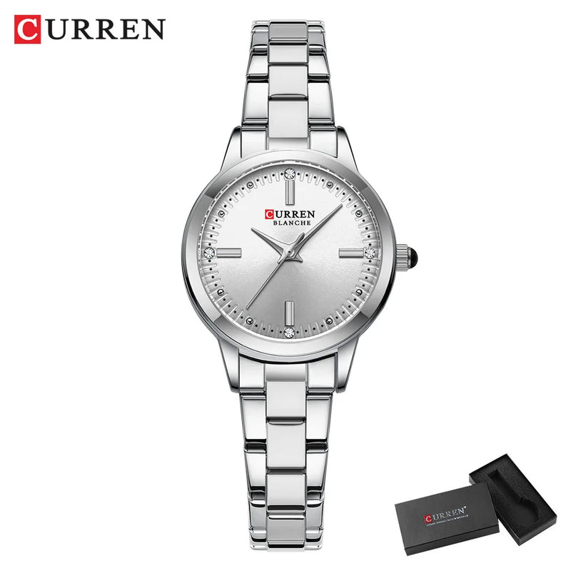 CURREN – Relógio Feminino com Mostrador Simples, Pulseira Estilo Bracelete.