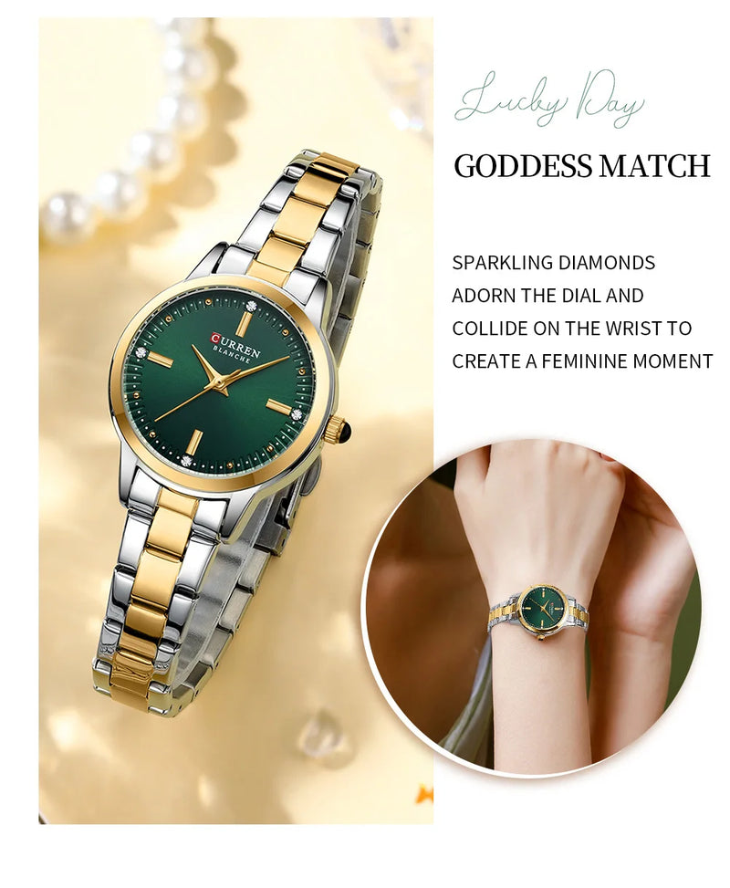 CURREN – Relógio Feminino com Mostrador Simples, Pulseira Estilo Bracelete.