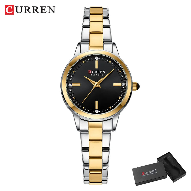 CURREN – Relógio Feminino com Mostrador Simples, Pulseira Estilo Bracelete.