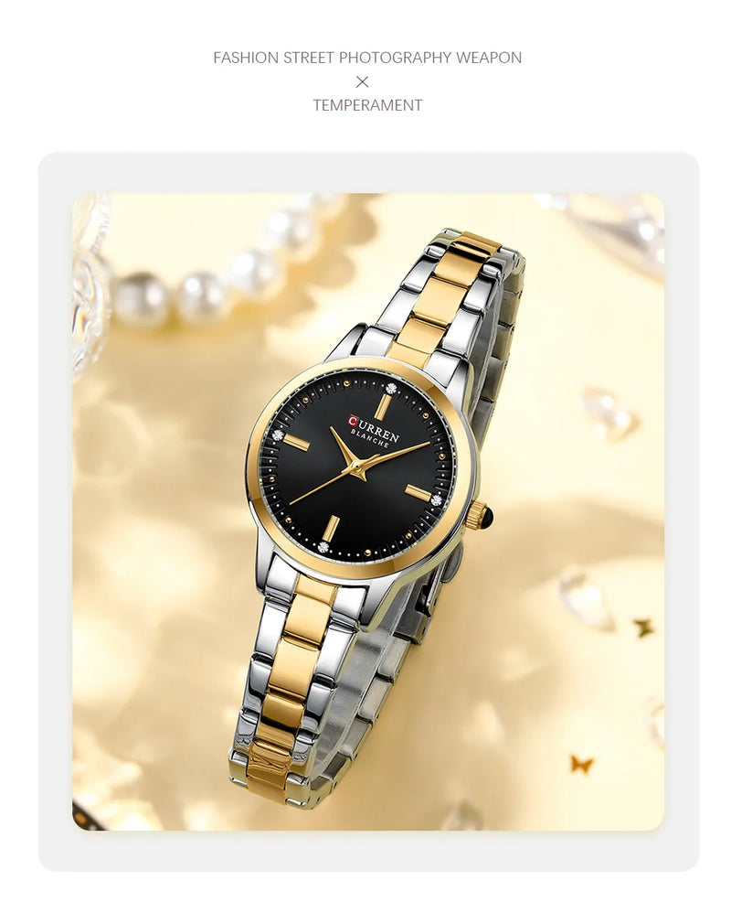 CURREN – Relógio Feminino com Mostrador Simples, Pulseira Estilo Bracelete.