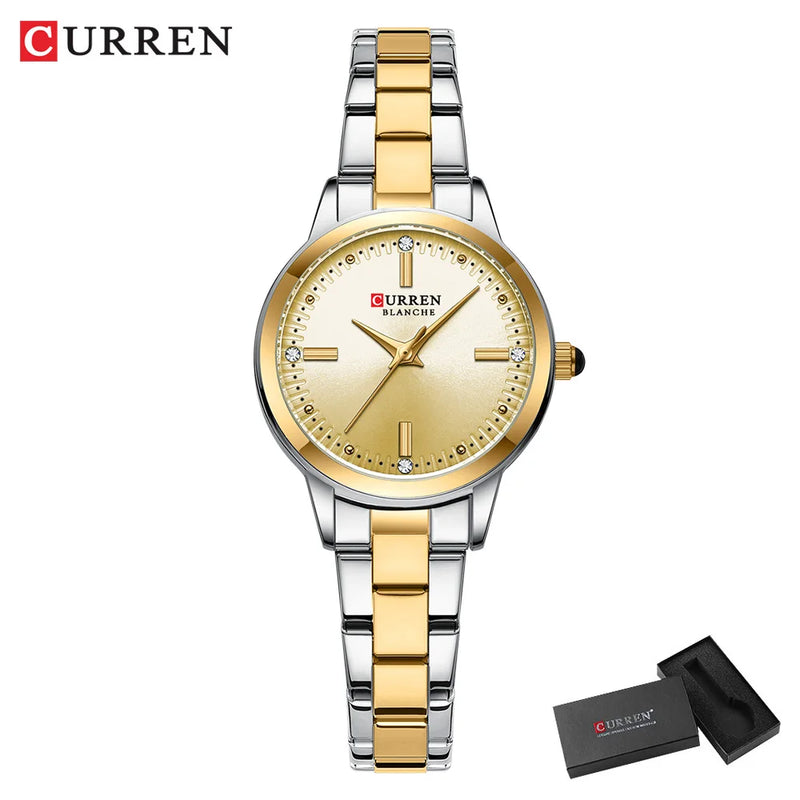 CURREN – Relógio Feminino com Mostrador Simples, Pulseira Estilo Bracelete.