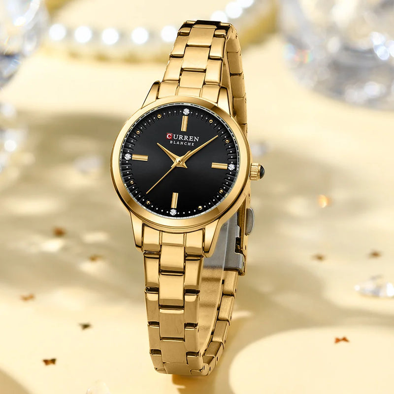 CURREN – Relógio Feminino com Mostrador Simples, Pulseira Estilo Bracelete.