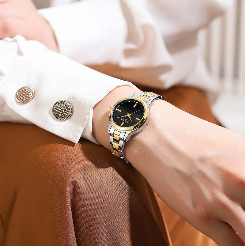 CURREN – Relógio Feminino com Mostrador Simples, Pulseira Estilo Bracelete.