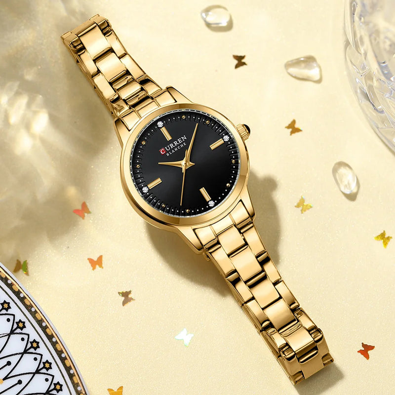 CURREN – Relógio Feminino com Mostrador Simples, Pulseira Estilo Bracelete.