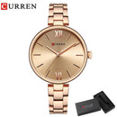 Relógio Feminino CURREN – Relógio de Luxo e Moda, Relógio para Mulheres, Pulseira de Aço Inoxidável, Relógio de Pulso Feminino de Quartzo