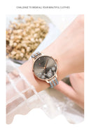 Relógio de Pulso Feminino CURREN – Relógio de Quartzo Fashion com Pulseira de Aço Inoxidável e Mostrador com Design Floral