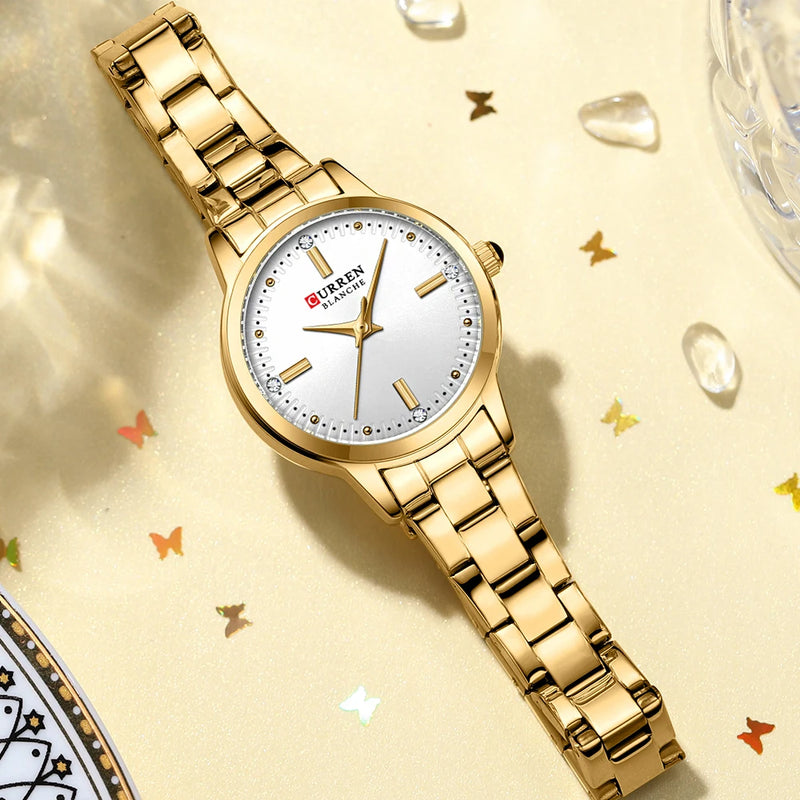 CURREN – Relógio Feminino com Mostrador Simples, Pulseira Estilo Bracelete.