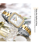 Relógios de Luxo CURREN para Mulheres – Mostrador Retangular Simples com Pedras de Strass Brilhantes, Relógio de Pulso Casual de Quartzo com Ponteiros Luminosos