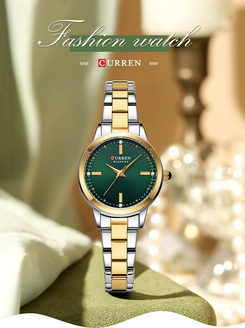CURREN – Relógio Feminino com Mostrador Simples, Pulseira Estilo Bracelete.