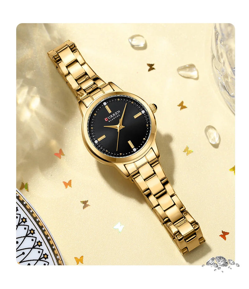 CURREN – Relógio Feminino com Mostrador Simples, Pulseira Estilo Bracelete.