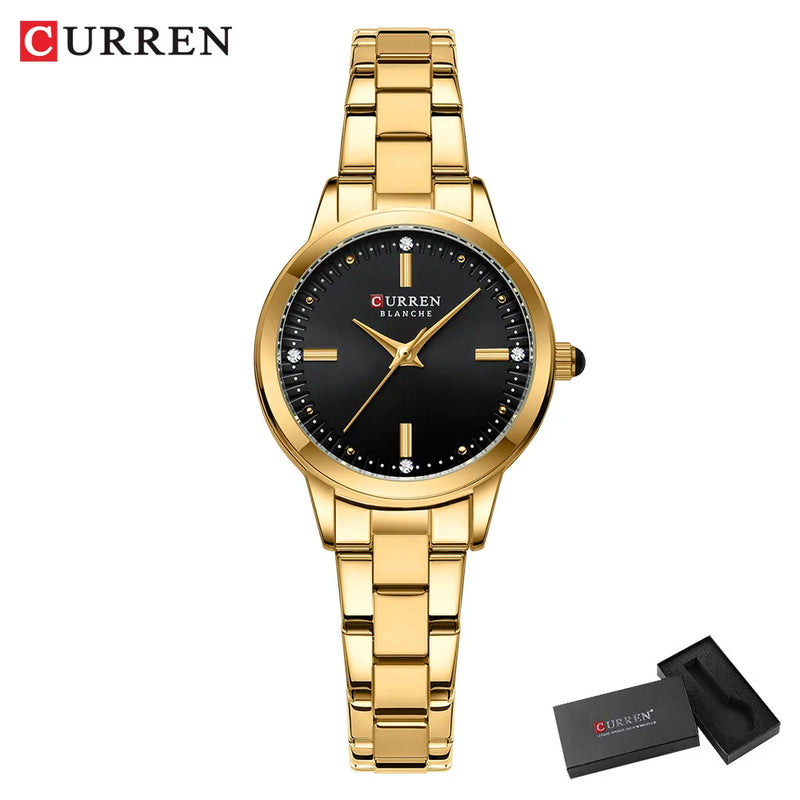 CURREN – Relógio Feminino com Mostrador Simples, Pulseira Estilo Bracelete.