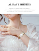 Relógios de Luxo CURREN para Mulheres – Mostrador Retangular Simples com Pedras de Strass Brilhantes, Relógio de Pulso Casual de Quartzo com Ponteiros Luminosos