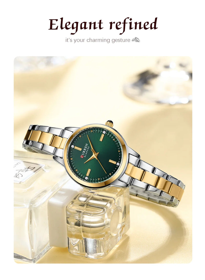 CURREN – Relógio Feminino com Mostrador Simples, Pulseira Estilo Bracelete.