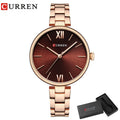 Relógio Feminino CURREN – Relógio de Luxo e Moda, Relógio para Mulheres, Pulseira de Aço Inoxidável, Relógio de Pulso Feminino de Quartzo